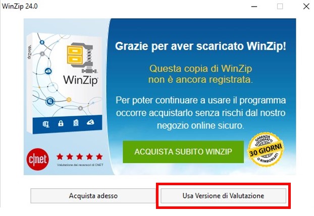 winzip 9 gratis download italiano